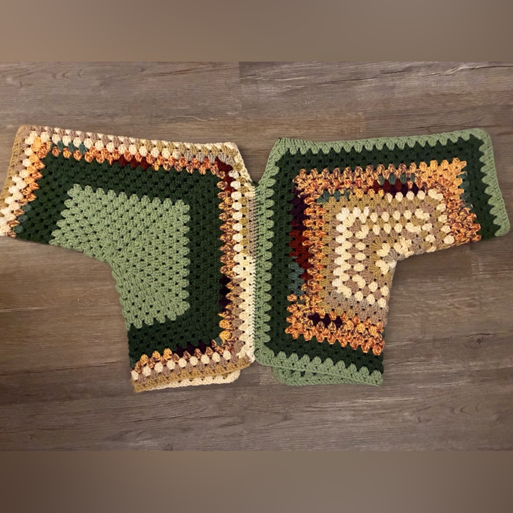 Handmade Crochet Cropped Sweater  with Earthy Tones Bohemian